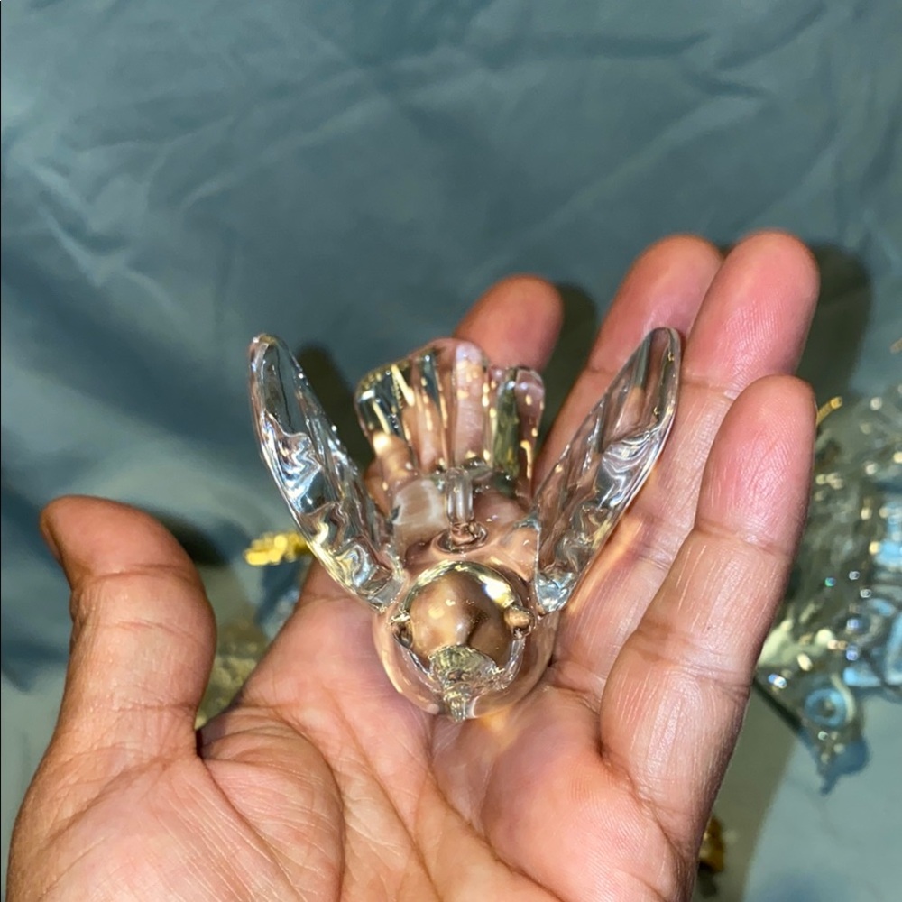 BX44 Bundle of Gold and Clear Decorative Angel and Glass Dove Ornaments 6 Doves - Picture 2 of 9